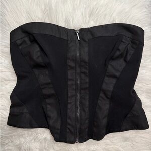Bebe Black Front Zipper Strapless Corset Top